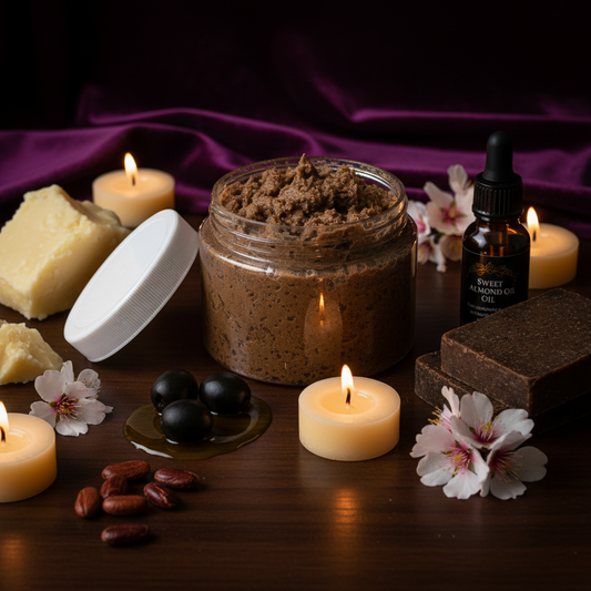 African Whipped Black Soap in glass jar